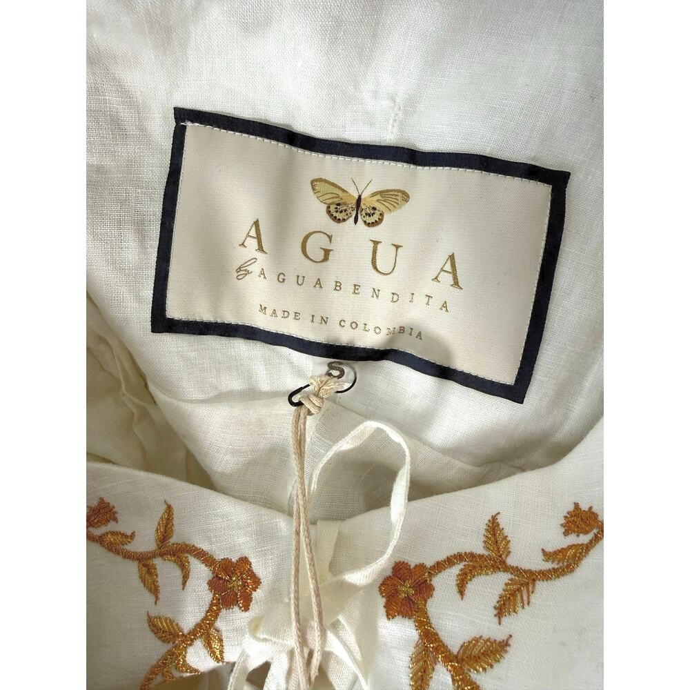 Agua by Agua Bendita Small Linen Maxi Dress Embroidered NWT- See Notes - Picture 12 of 16